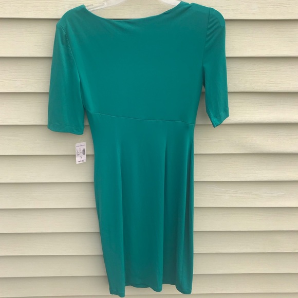 Dressbarn Kelly Green Mock Wrap Short Sleeve Dress - Picture 2 of 7